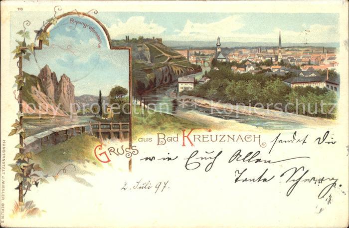 Bad Kreuznach Panorama Rheingrafenstein Felsformation Nahe Deutsche Reichspost