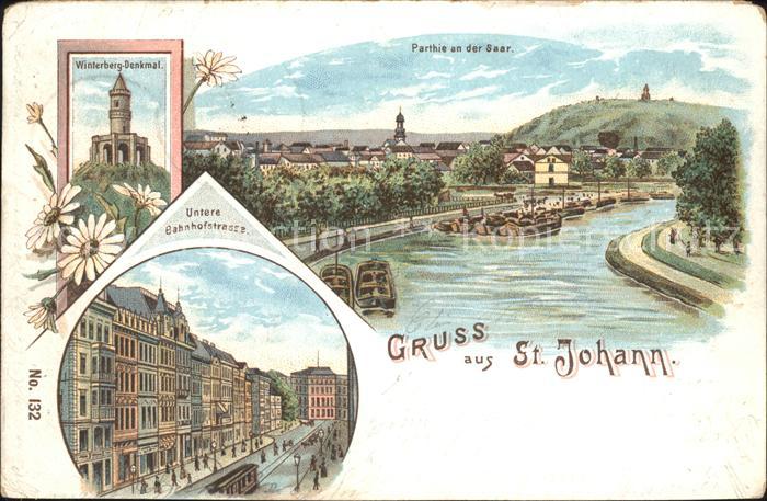 St Johann Saarbruecken Partie an der Saar Winterberg Denkmal Bahnhofstrasse