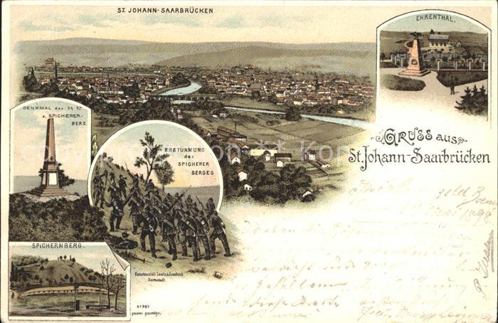 St Johann Saarbruecken Panorama Ehrenthal Erstuermung Spichernberg Denkmal Deuts
