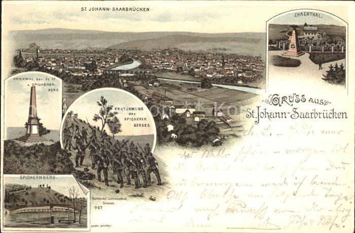 St Johann Saarbruecken Panorama Ehrenthal Erstuermung Spichernberg Denkmal Deuts