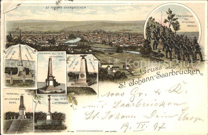 St Johann Saarbruecken Panorama Erstuermung Spicherer Berg Denkmal