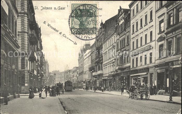 St Johann Saarbruecken Bahnhofstrasse Wronker & Co Strassenbahn Pferdekutsche St