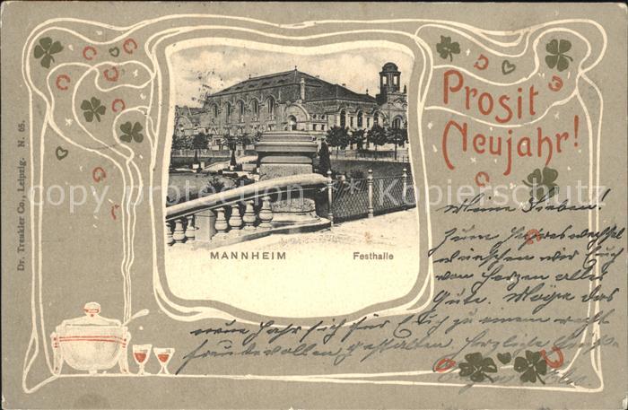 MANNHEIM BW Festhalle Kleeblatt Neujahrskarte