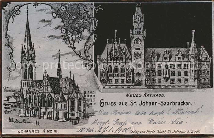 St Johann Saarbruecken Neues Rathaus Johanneskirche Illustration
