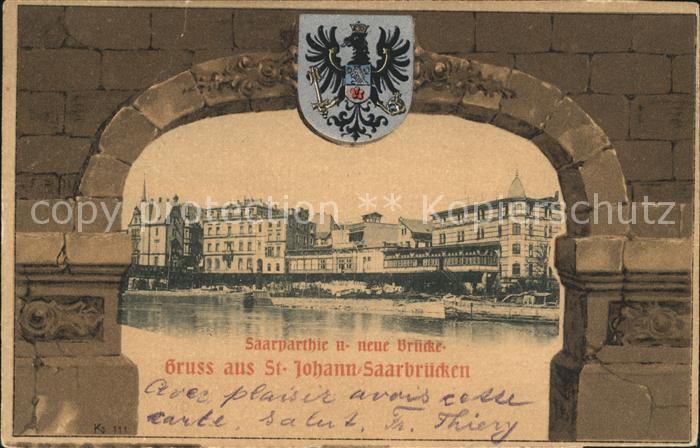 St Johann Saarbruecken Saarpartie Neue Bruecke Wappen