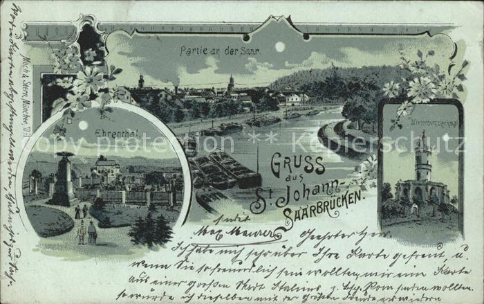 St Johann Saarbruecken Partie an der Saar im Mondschein Ehrenthal Winterberg Den