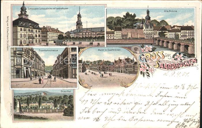 SAARBRueCKEN Saarland Schlossplatz Schlosskirche Landratsamt Alte Bruecke Markt