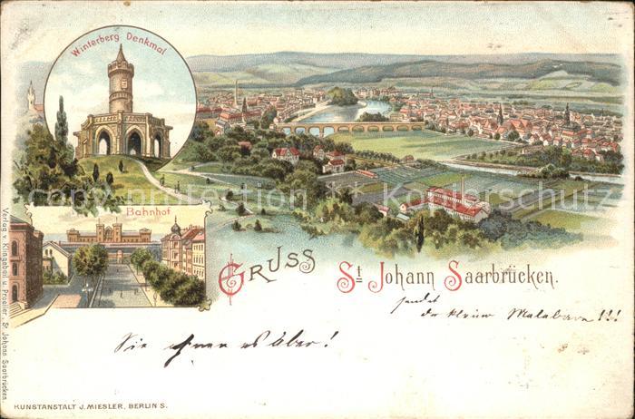 St Johann Saarbruecken Panorama Bruecke Winterberg Denkmal Bahnhof Deutsche Reic