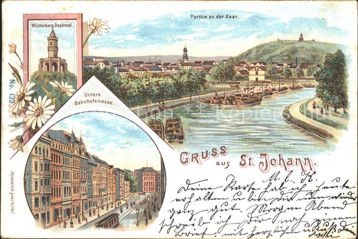 St Johann Saarbruecken Partie an der Saar Winterberg Denkmal Untere Bahnhofstras
