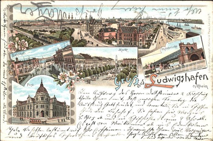Ludwigshafen Rhein Totalansicht Bahnhof Markt Rheinbruecke Post