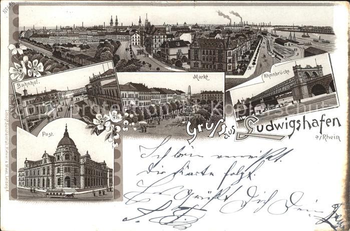 Ludwigshafen Rhein Totalansicht Bahnhof Markt Rheinbruecke Post