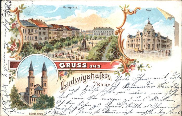 Ludwigshafen Rhein Marktplatz Post Katholische Kirche