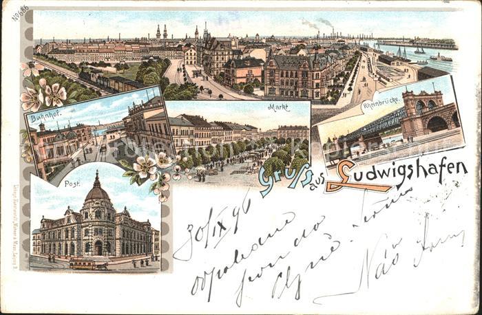 Ludwigshafen Rhein Totalansicht Bahnhof Markt Rheinbruecke Post