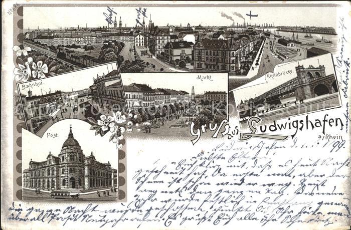 Ludwigshafen Rhein Totalansicht Bahnhof Markt Rheinbruecke Post