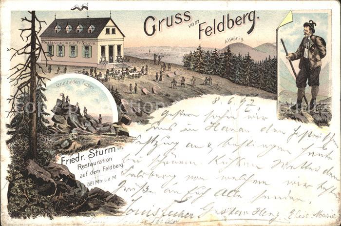 Feldberg Taunus Restauration Sturm Brunhilden Felsen Wanderer