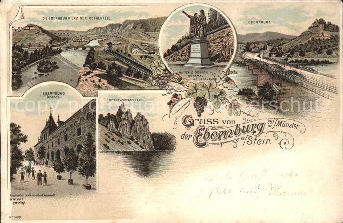 Ebernburg Panorama mit Rotenfels Hutten Sickingen Denkmal Bruecke Rheingrafenste