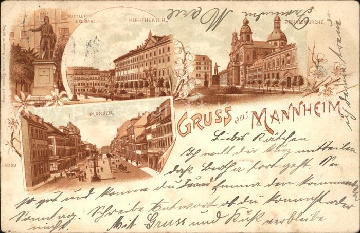 MANNHEIM BW Schiller Denkmal Hoftheater Jesuitenkirche Planken