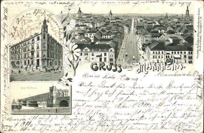 MANNHEIM BW Blick ueber die Stadt Hotel Victoria Rheinbruecke Deutsche Reichspos