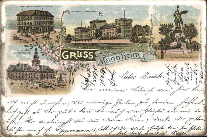 MANNHEIM BW Warenhaus Schloss Kriegerdenkmal Rathaus Marktplatz