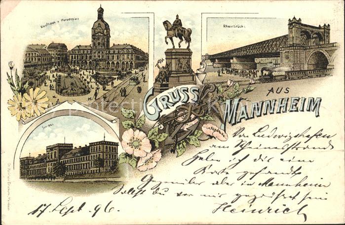 MANNHEIM BW Kaufhaus Paradeplatz Kaiser Wilhelm Denkmal Rheinbruecke Schloss