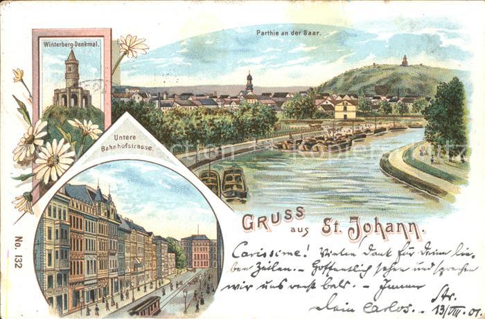 St Johann Saarbruecken Partie an der Saar Winterberg Denkmal Untere Bahnhofstras