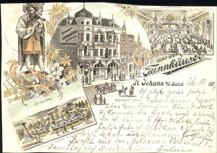 St Johann Saarbruecken Restaurant Tannhaeuser Konzertsaal Ehrenthal Denkmal Reic