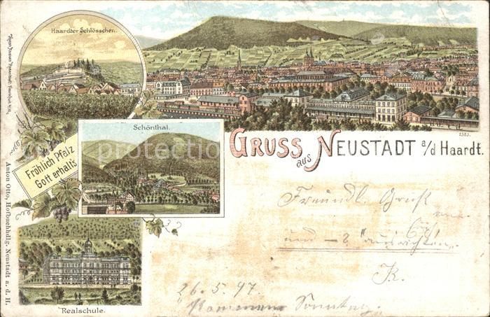 Neustadt Haardt Totalansicht Schloesschen Schoental Realschule Bahnpost