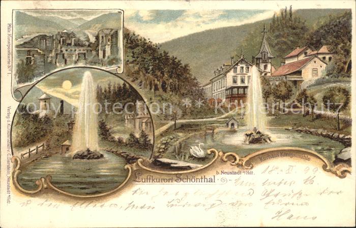 Schoental Neustadt Weinstrasse Kurhaus Koenigsmuehle Luftkurort Fontaene Wolfsbu