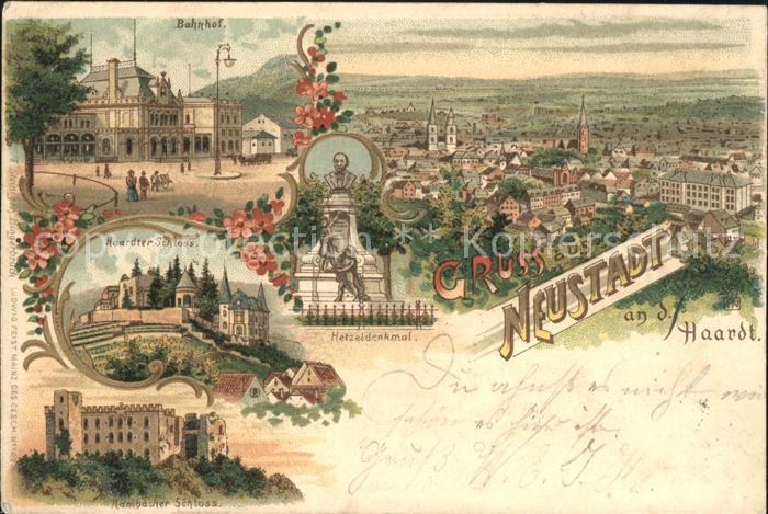 Neustadt Haardt Totalansicht Bahnhof Haardter Schloss Hetzeldenkmal Hambacher Sc