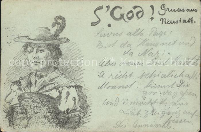 Neustadt Haardt Damentracht Kuenstlerkarte