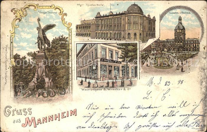 MANNHEIM BW Kriegerdenkmal Realschule Paradeplatz Kaufhaus Warenhaus Deutsche Re