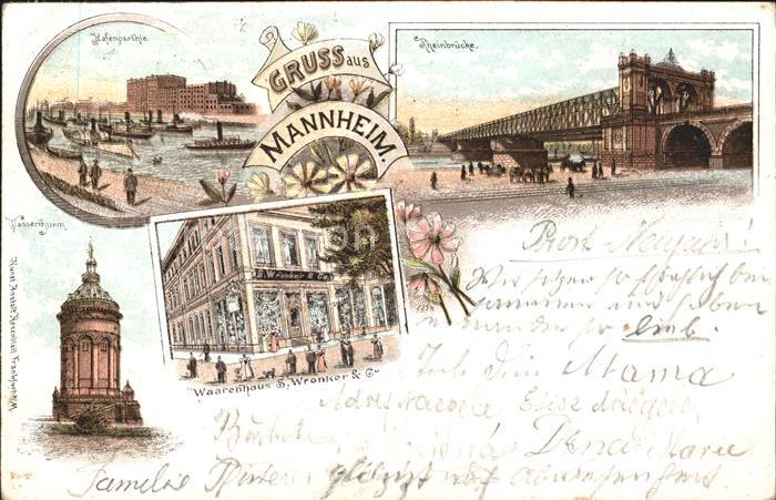MANNHEIM BW Hafenpartie Rheinbruecke Wasserturm Warenhaus Deutsche Reichspost