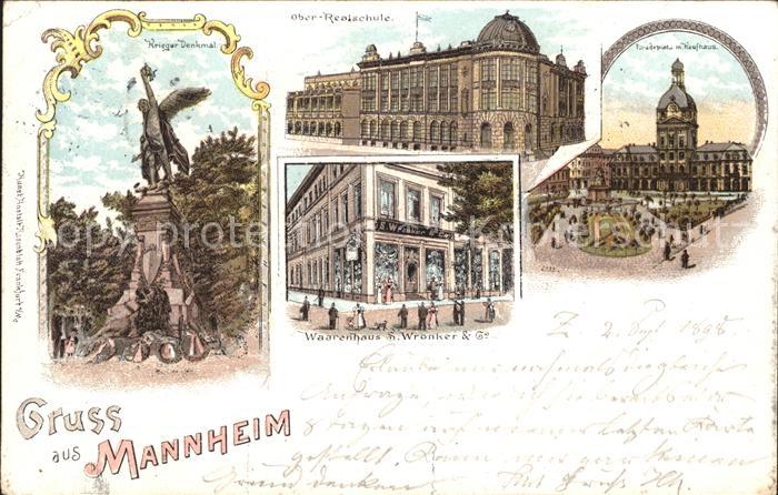 MANNHEIM BW Kriegerdenkmal Realschule Paradeplatz Kaufhaus Warenhaus Deutsche Re