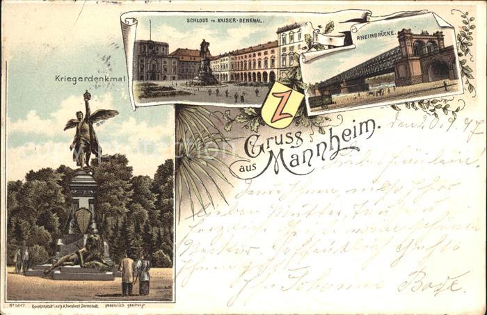 MANNHEIM BW Kriegerdenkmal Schloss Kaiser Denkmal Rheinbruecke Deutsche Reichspo