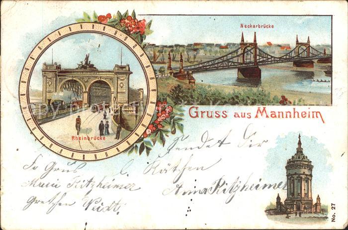 MANNHEIM BW Rheinbruecke Neckarbruecke Wasserturm