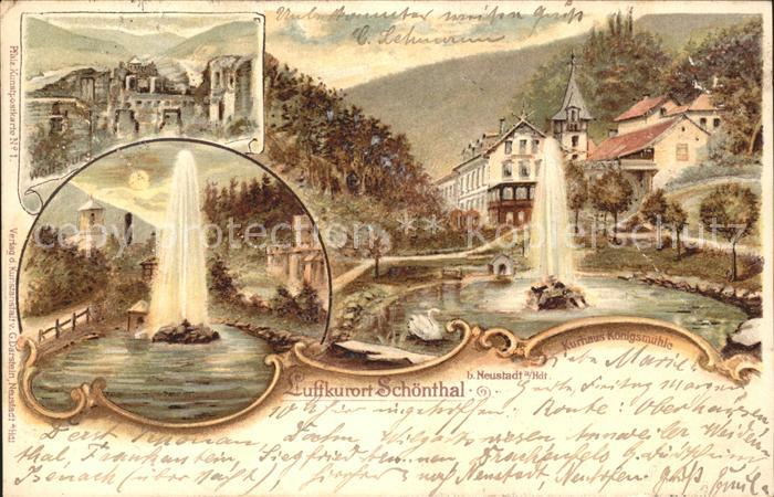 Schoental Neustadt Weinstrasse Luftkurort Kurhaus Koenigsmuehle Fontaene Wolfsbu