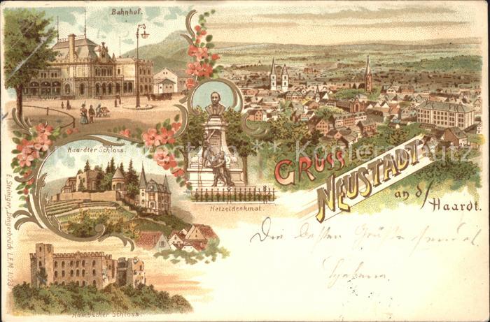 Neustadt Haardt Totalansicht Bahnhof Hetzeldenkmal Bueste Haardter Schloss Hamba