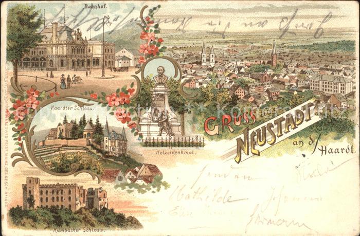 Neustadt Haardt Totalansicht Bahnhof Hetzeldenkmal Haardter Schloss Hambacher Sc