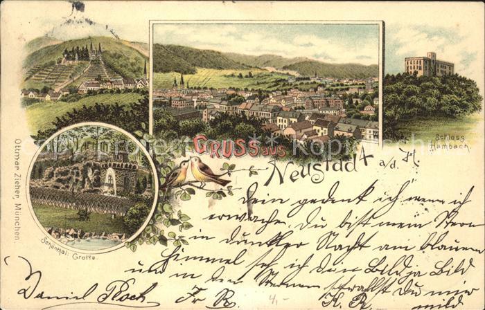 Neustadt Haardt Totalansicht Schloss Hambach Schoental Grotte