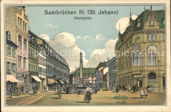 St Johann Saarbruecken Marktplatz Brunnen Illustration