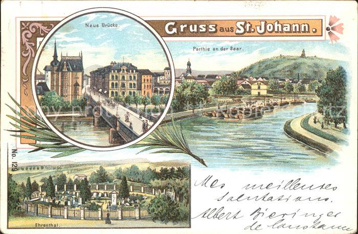 St Johann Saarbruecken Partie an der Saar Neue Bruecke Friedhof Ehrenthal