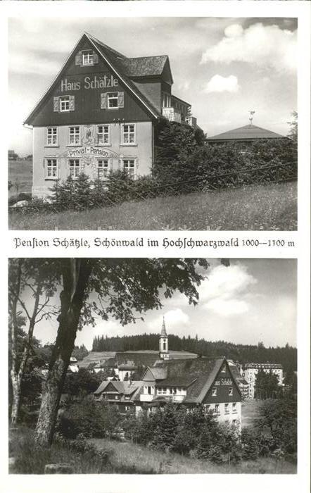 Schoenwald Schwarzwald Pension Schaetzle Ortsansicht mit Kirche Hoehenluftkurort