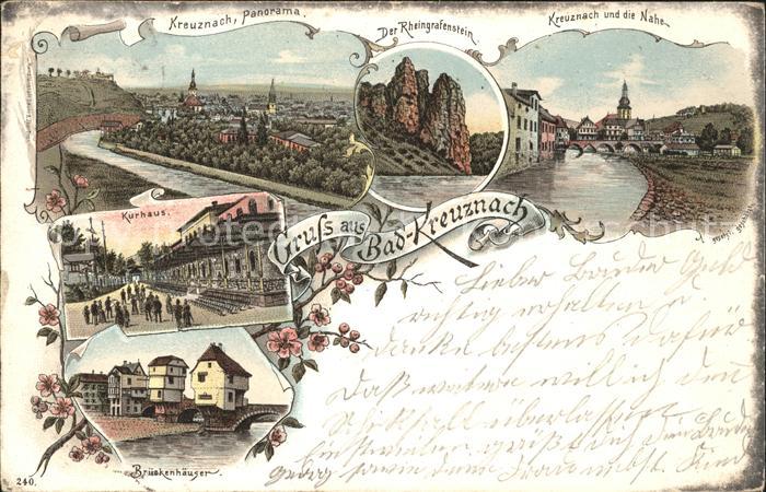 Bad Kreuznach Panorama Rheingrafenstein Felsformation Nahebruecke Kurhaus Brueck