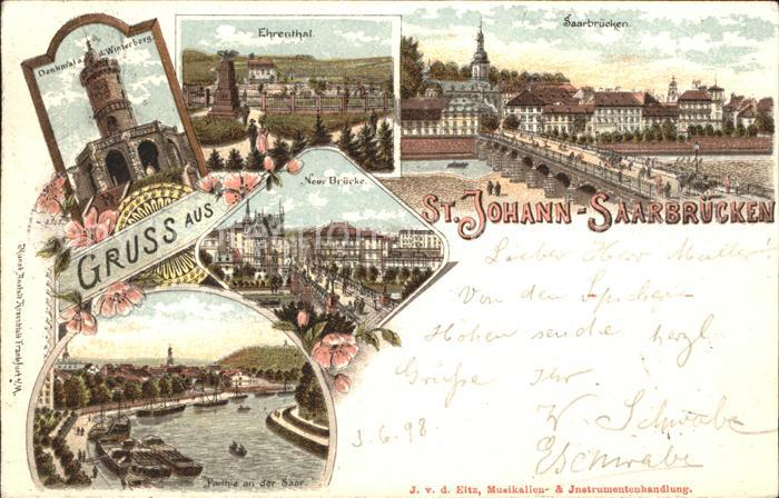 St Johann Saarbruecken Winterberg Denkmal Ehrenthal Bruecke Saarpartie Deutsche