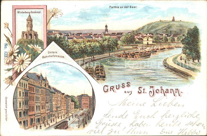St Johann Saarbruecken Partie an der Saar Winterberg Denkmal Untere Bahnhofstras