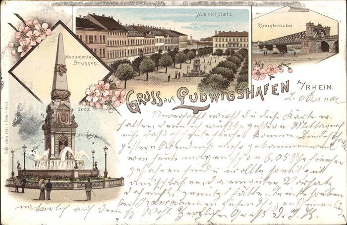 Ludwigshafen Rhein Marktplatz Rheinbruecke Monumentalbrunnen