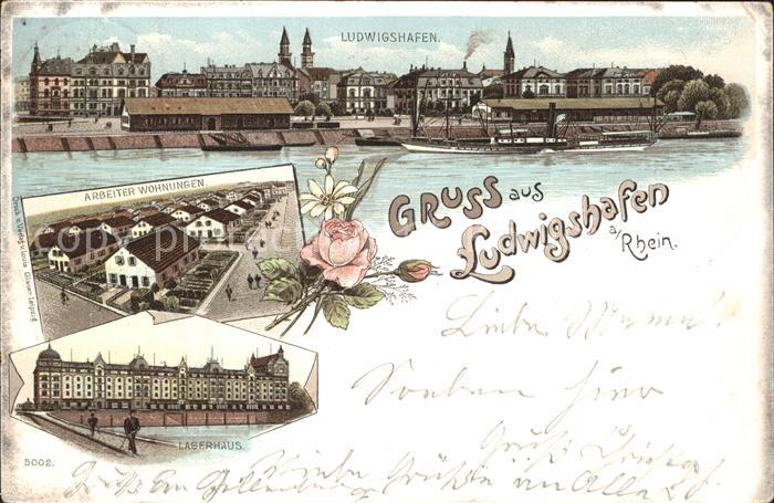 Ludwigshafen Rhein Rheinpartie Dampfer Arbeiter Wohnungen Lagerhaus