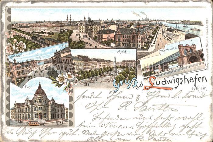 Ludwigshafen Rhein Totalansicht Bahnhof Markt Rheinbruecke Post