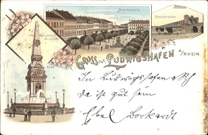 Ludwigshafen Rhein Monumentalbrunnen Marktplatz Rheinbruecke