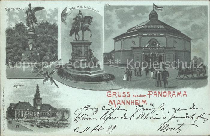 MANNHEIM BW Kriegerdenkmal Kaiser Wilhelm Denkmal Reiterstandbild Panorama Ratha